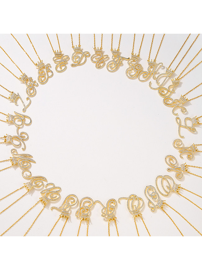 Colar elegante com pingente banhado a ouro 18K com chapeamento de cobre e letras femininas