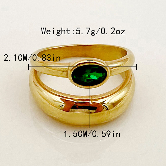 Glam Vintage Style Geometric Stainless Steel Plating Inlay Zircon Gold Plated Rings