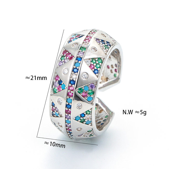 Anel de cobre geométrico banhado em cobre com zircônia de diamante da moda 18k