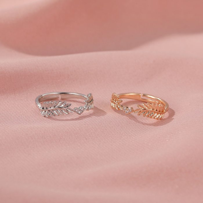 Koreanischer neuer süßer offener Blatt-Ring, leichter Luxus-Olivenzweig-Ring, Großhandelsschmuck