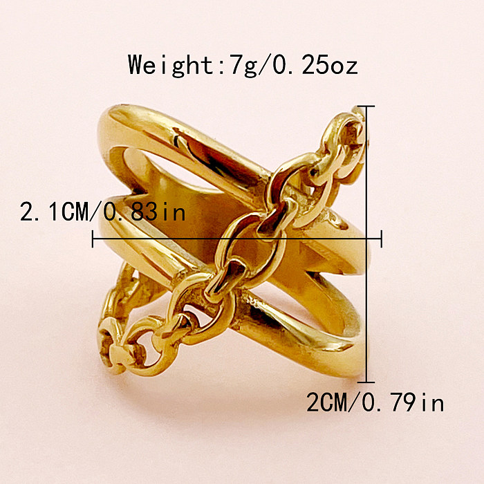 Classic Style Streetwear Geometric Stainless Steel Plating Gold Plated Rings