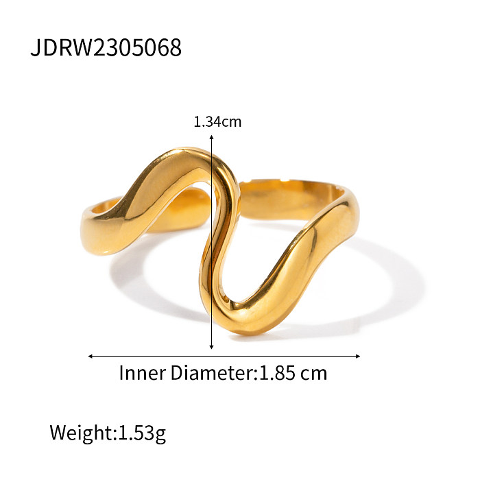 IG Style Irregular Stainless Steel 18K Gold Plated Open Ring In Bulk