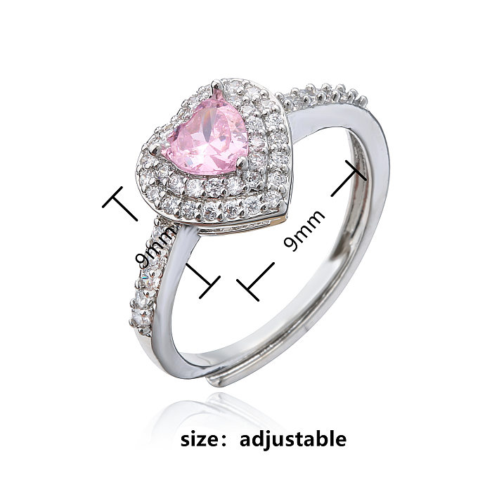أزياء ملونة كبيرة جوهرة كامل الماس مطعمة على شكل قلب خاتم المرأة