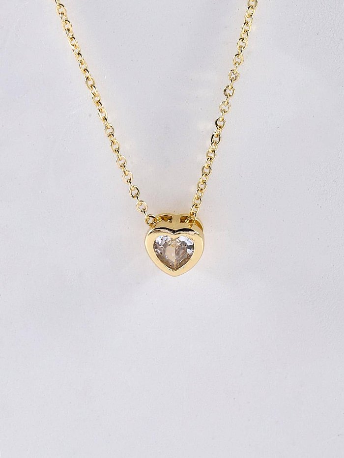 Collier pendentif plaqué or 18 carats avec incrustation de cuivre en forme de cœur doux