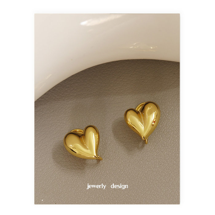1 Pair INS Style Classic Style Heart Shape Copper Plating Ear Studs