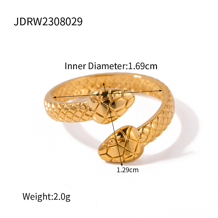 IG Style Snake Stainless Steel Plating 18K Gold Plated Open Rings