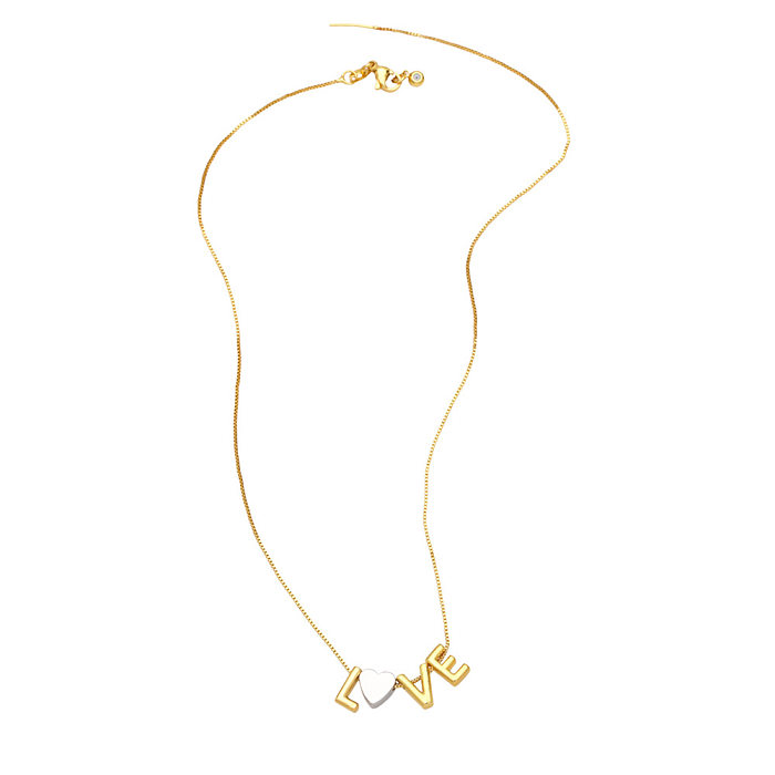 Mode Brief Mama Mama Anhänger Herz Kupfer 18K vergoldet eingelegte Farbe Zirkon Halskette