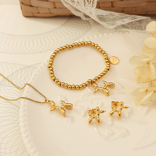 Collier chiot ballon mignon, boucles d'oreilles, Bracelet en acier titane, bijoux en or 18 carats