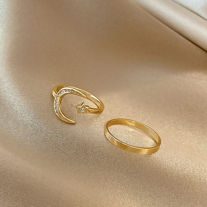 Modischer offener Ring mit Blatt-Blumen-Schleifenknoten, Kupferbeschichtung, Inlay, Perle und Zirkon, 1 Stück