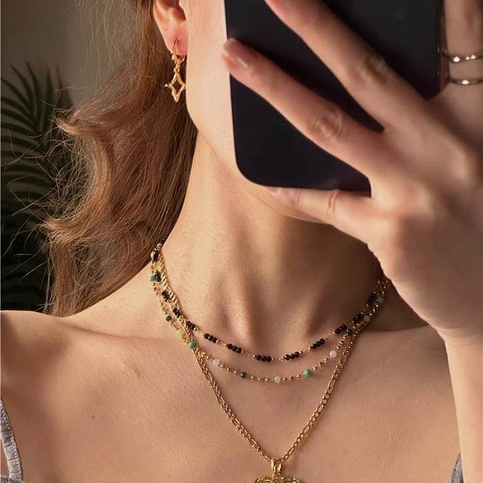 1 paire de boucles d'oreilles pendantes en cuivre plaqué or, Style Simple, couleur unie