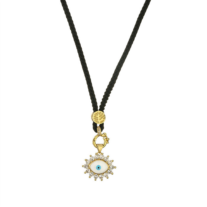 Streetwear Gossip Devil'S Eye Copper Plating Inlay Zircon Gold Plated Pendant Necklace