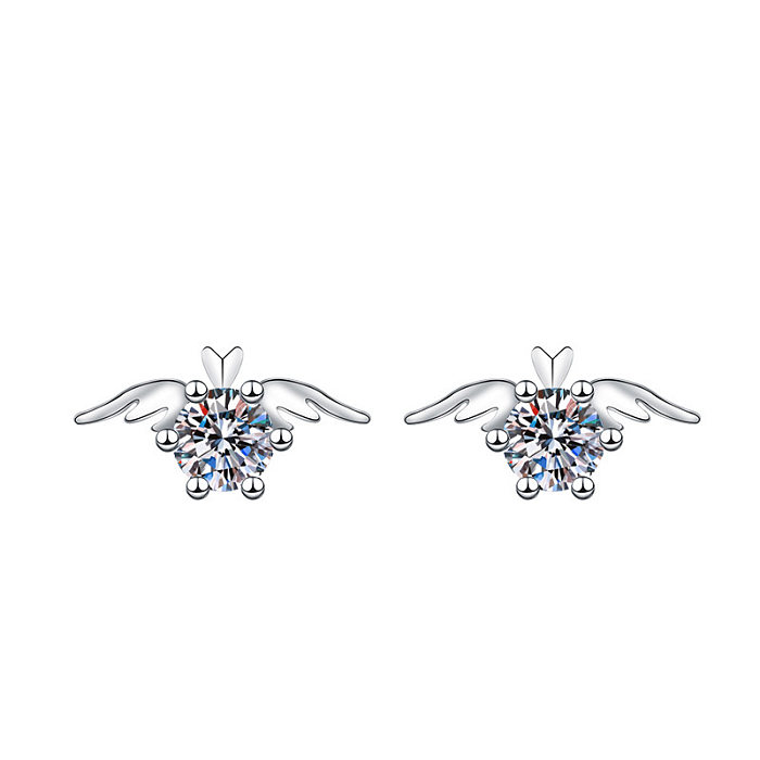 1 Pair Sweet Simple Style Round Heart Shape Bow Knot Plating Inlay Copper Zircon Silver Plated Drop Earrings