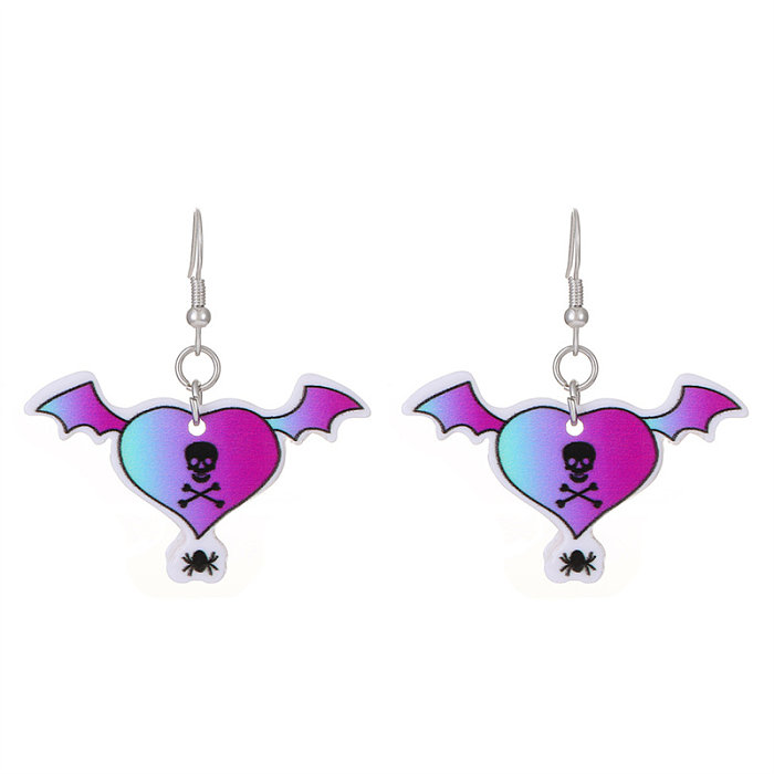 1 Piece 1 Pair Retro Funny Streetwear Heart Shape Skull Plating Arylic Copper 18K Gold Plated Gold Plated Silver Plated Drop Earrings Ear Clips Ear Studs