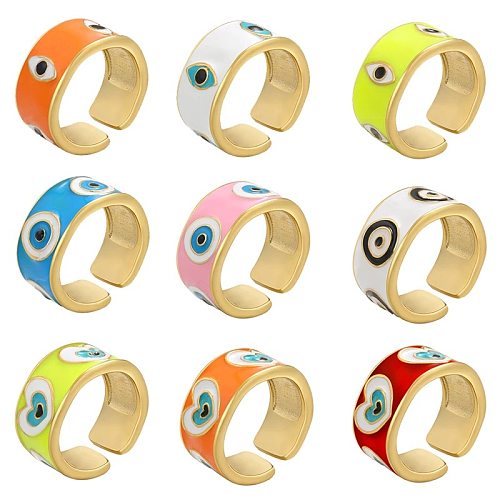 Color Dripping Eye Ring Color Matching Peach Heart Eye Opening Ring Wholesale