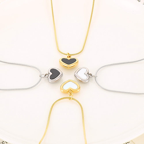 Luxuoso formato de coração banhado em aço inoxidável 18K pulseiras brincos colar