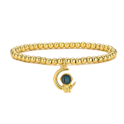 Fashion Astronaut Bear Copper Bracelets Gold Plated Pearl Zircon Copper Bracelets