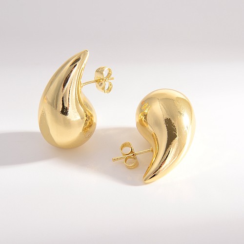 1 Pair Commute Solid Color Plating Copper 18K Gold Plated Ear Studs