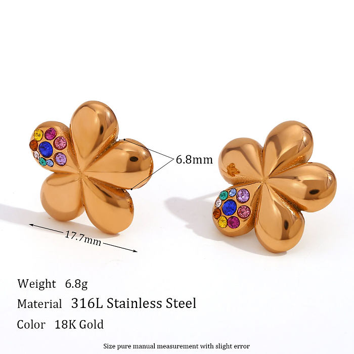 Vintage Style Simple Style Classic Style Color Block Stainless Steel Plating Inlay Zircon 18K Gold Plated Rings