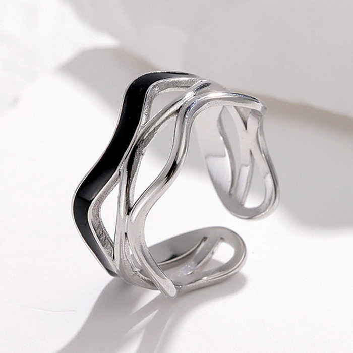 Fashion Waves Stainless Steel Enamel Open Ring