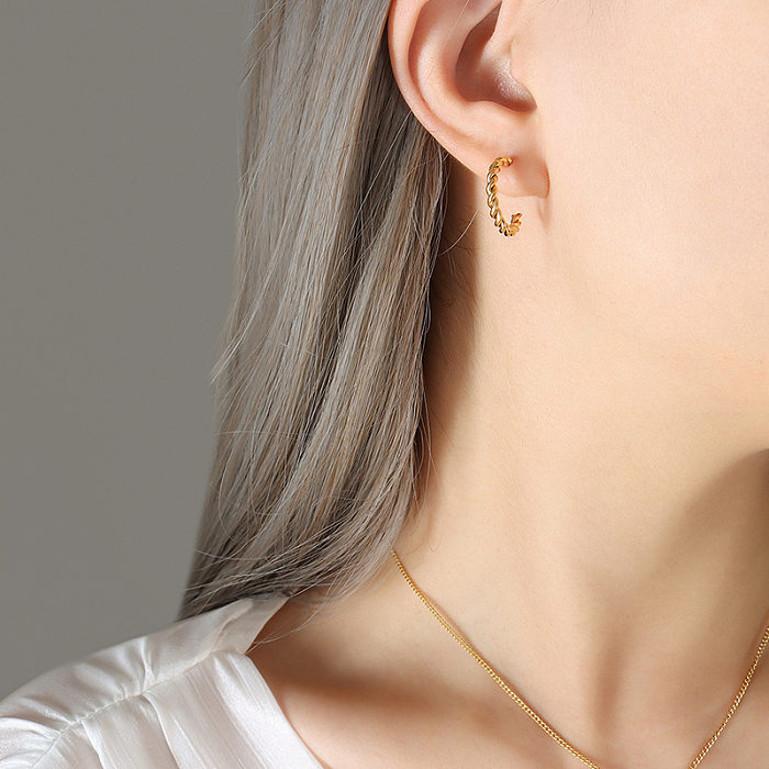 Fashion Twist Titanium Steel Plating Women'S Earrings Necklace