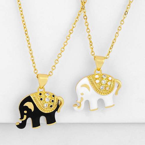 Novos acessórios amor animal elefante colar feminino gota pingente de diamante atacado