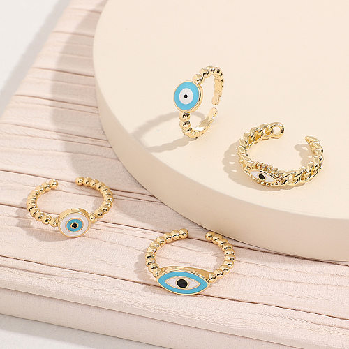 Fashion Devil'S Eye Copper Open Ring Plating Chain Copper Rings