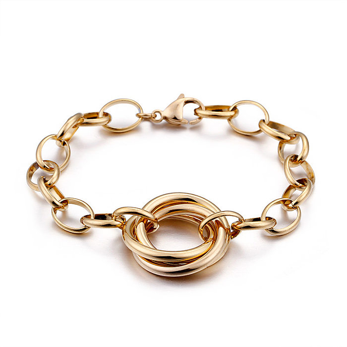 Fashion Stainless Steel Interlocking Necklace Bracelet Two Piece Set Wholesale Valentine's Day Gift