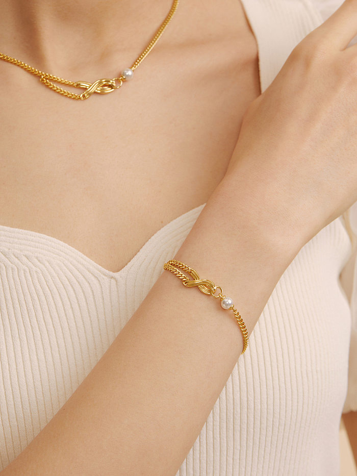 Bracelets plaqués or en alliage de cuivre de couleur unie de style simple