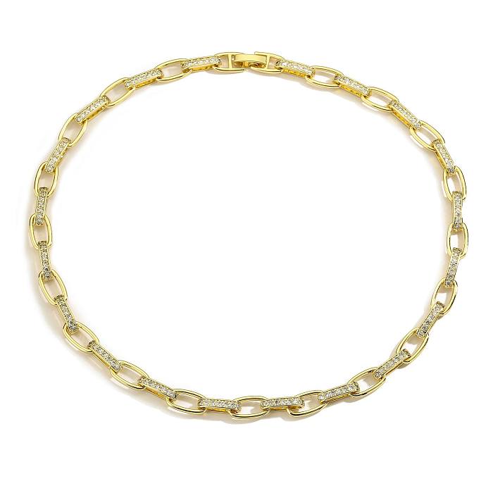 Estilo vintage geométrico cobre chapeamento inlay zircon 18k banhado a ouro pulseiras brincos colar