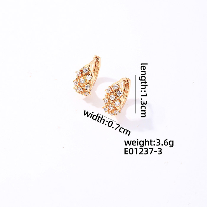 1 Pair Casual Sweet Shiny Round Plating Inlay Copper Zircon Gold Plated Earrings