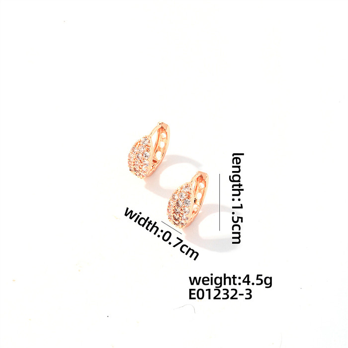 1 Pair Sweet Shiny Heart Shape Bow Knot Plating Inlay Copper Zircon Rose Gold Plated Earrings