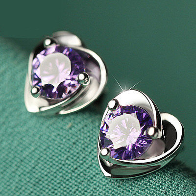 1 Pair Elegant Korean Style Heart Shape Plating Inlay Copper Zircon Ear Studs