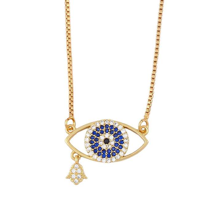 Mode Micro incrusté couleur Zircon collier Simple femme sauvage oeil du diable pendentif collier bijoux