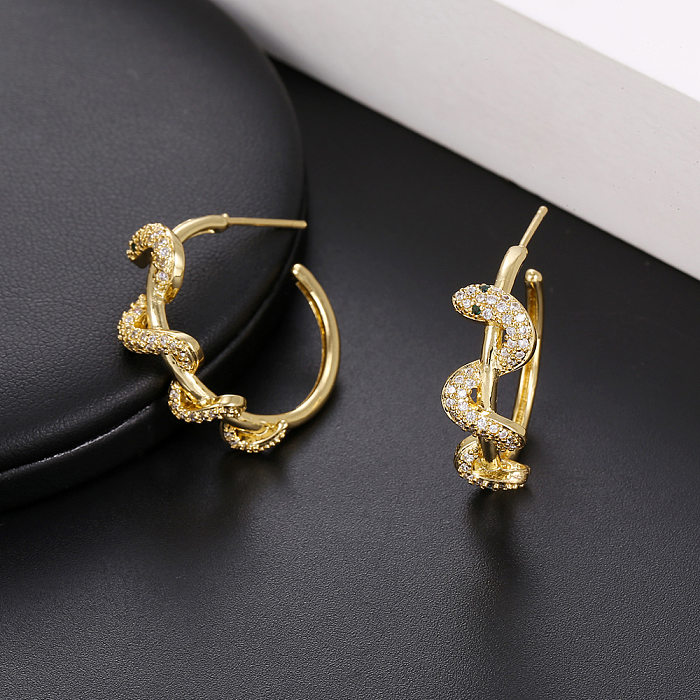 European And American Creative Snake Twisted Zodiac Snake Copper Earrings