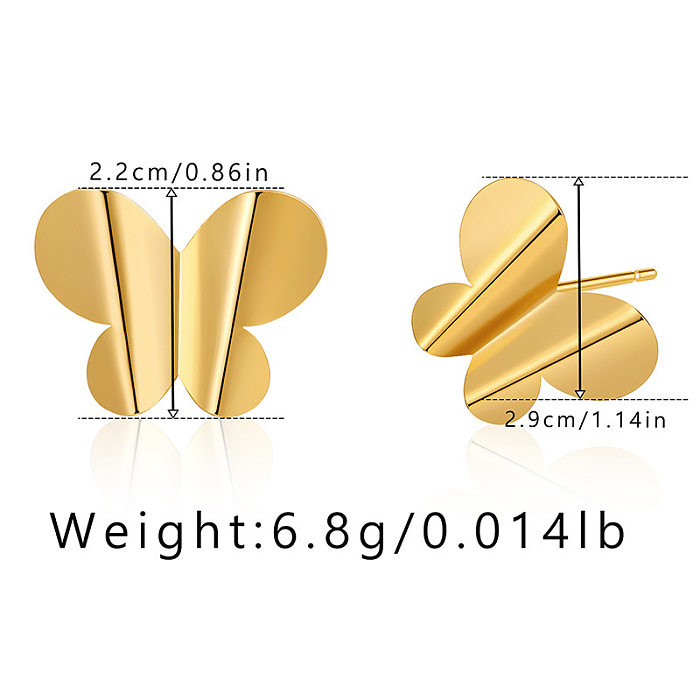1 Pair Simple Style Butterfly Inlay Copper Zircon Earrings