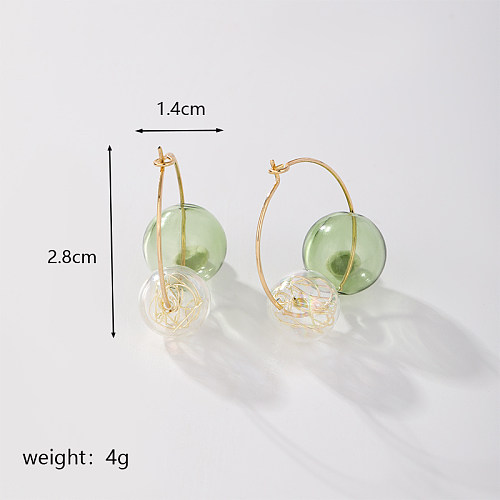 Boucles d'oreilles rétro en forme d'étoile de trajet, 1 paire, fleur, placage époxy, verre ajouré, cuivre plaqué or 14K, crochet d'oreille