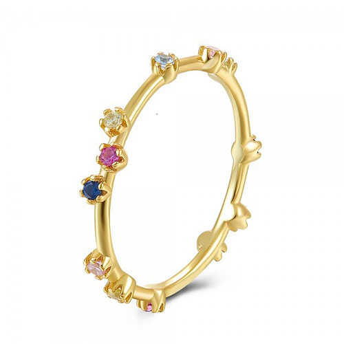 Design de moda sentido 18k ouro feminino anel cor zircão índice dedo anel de cauda de cobre atacado