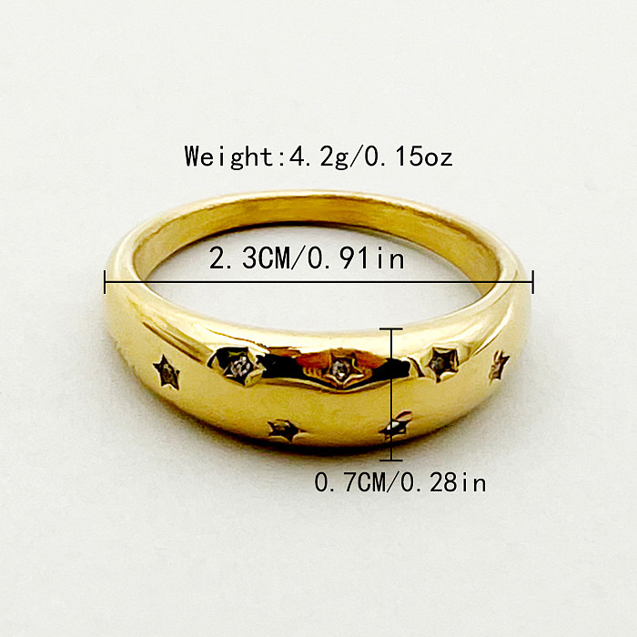 Classic Style Artistic Star Stainless Steel Plating Inlay Zircon Gold Plated Rings