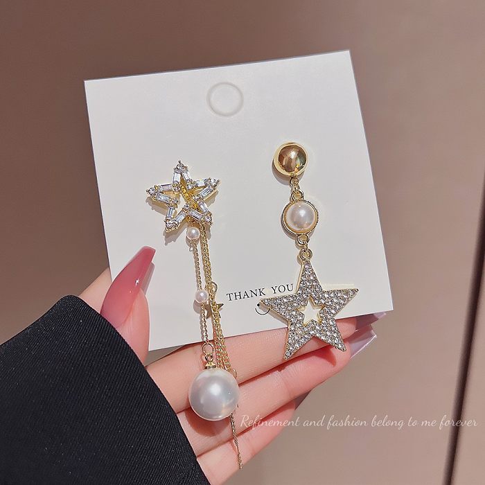 Fashion Flower Bow Knot Copper Inlay Artificial Pearls Zircon Drop Earrings 1 Pair