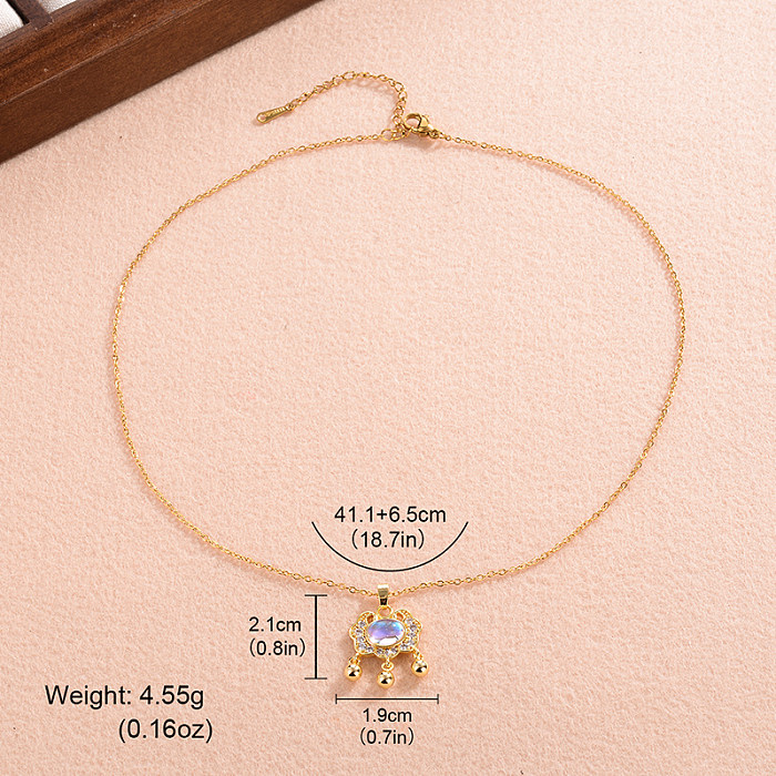 Elegant Cute Sweet Butterfly Copper 18K Gold Plated Glass Stone Zircon Pendant Necklace In Bulk