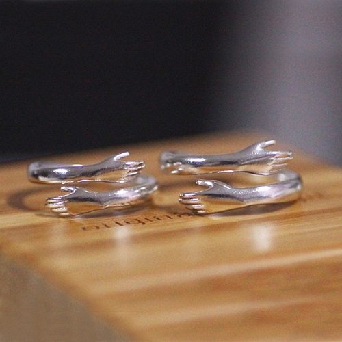Hands Crossed Embrace Couple Ring Opening Personality Creativity Ring