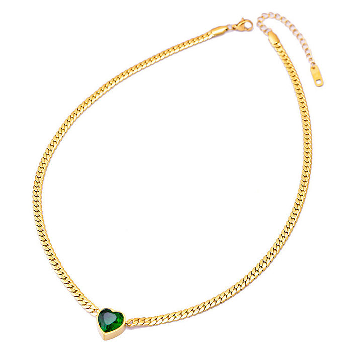 Elegante Herzform-Armband-Halskette aus Titanstahl mit Inlay und künstlichem Diamant