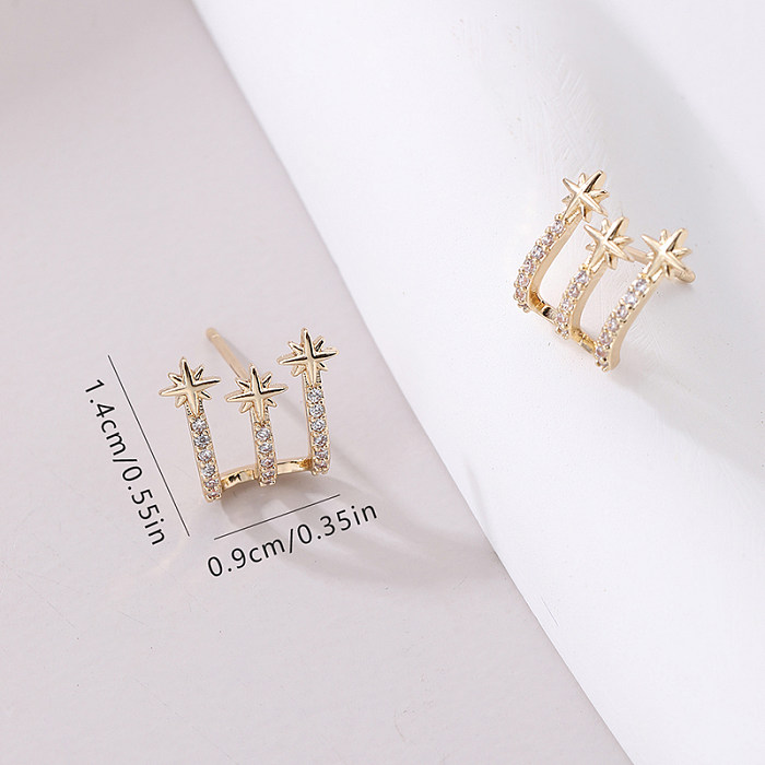 1 Pair Simple Style Classic Style Commute Snowflake Inlay Copper Zircon Ear Studs