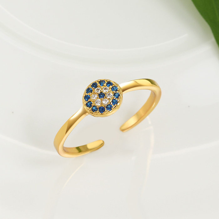 Classic Style Devil'S Eye Copper Plating Inlay Zircon Gold Plated Open Rings