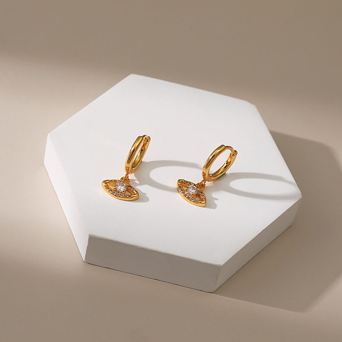 New 18K Gold Plated Copper Earrings Micro-inlaid Zircon Earrings Devil's Eyes Design Earrings Wholesale