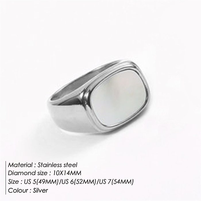 Fashion Geometric Stainless Steel Rings Metal Inlaid Shell Shell Stainless Steel Rings