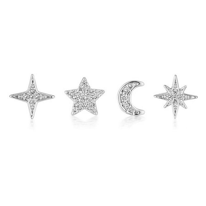 Simple Style Star Flower Snake Copper Irregular Tassel Inlay Rhinestones Earrings 1 Set