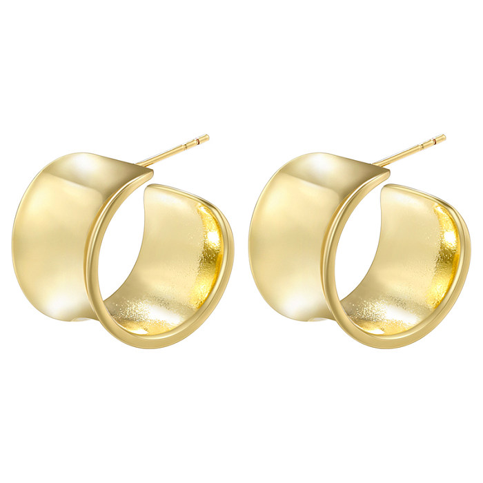 1 Pair Modern Style Simple Style C Shape Copper Plating 18K Gold Plated Ear Studs