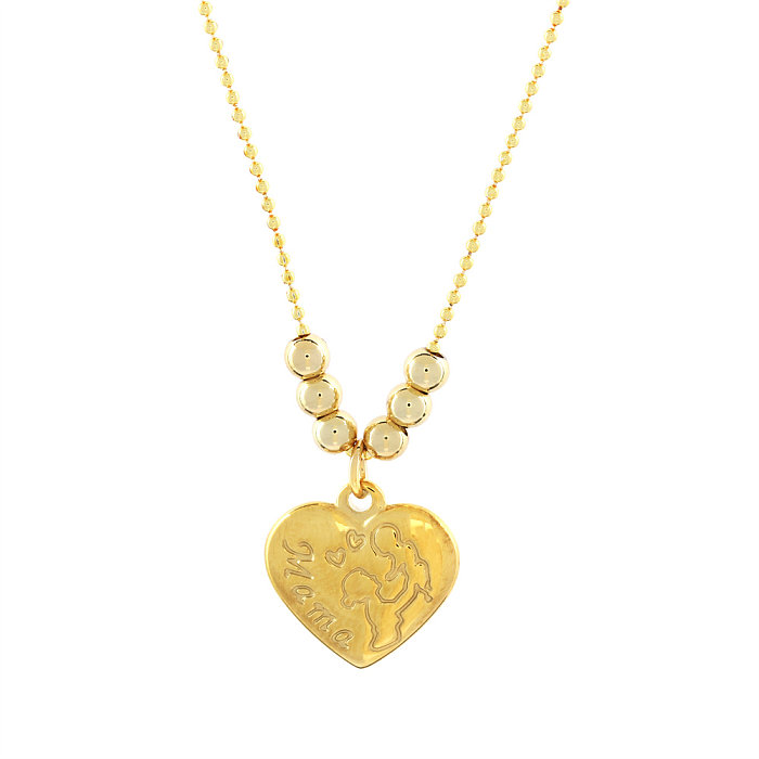 Elegante coração forma cobre frisado chapeamento banhado a ouro 18K pingente colar
