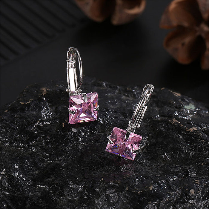 1 Pair Casual Water Droplets Inlay Copper Zircon Earrings